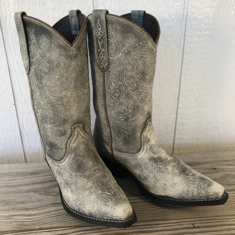 Rockin Country Dusti Womens Distressed Sanded Leather Western Boots 9 M RC5093